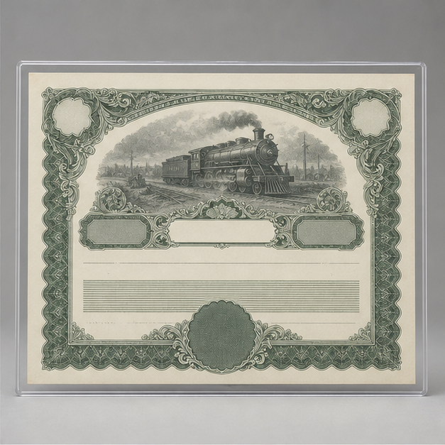 An archival paper stock certificate